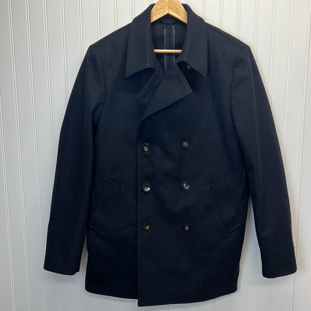 John Henric Double Breasted Navy Pea Coat‎ Sz 50 M/L